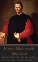 Portret van Niccolò Machiavelli, de auteur van 'The Prince'. Hij draagt een rood hemd met pofmouwen en een zwarte cape.