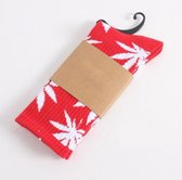 Wiet sokken - Cannabis sokken - Hemp Leaf Socks - Skate sokken - Rasta sokken – Hennep sokken – Wietsokken - Wiet Grinder - Sokken - Feest Sokken - Rood/Wit