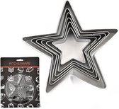 6x uitsteekvorm Ster - RVS Cookie cutters in verschillende maten - 6 sterren