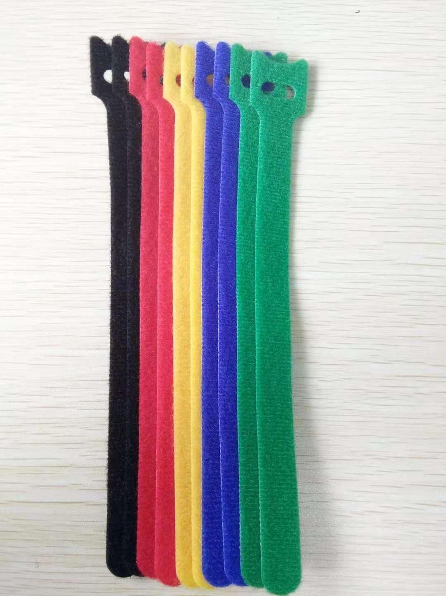 20 stuks Kabelbinders klittenband 12x300 mm Mix (5 kleuren)