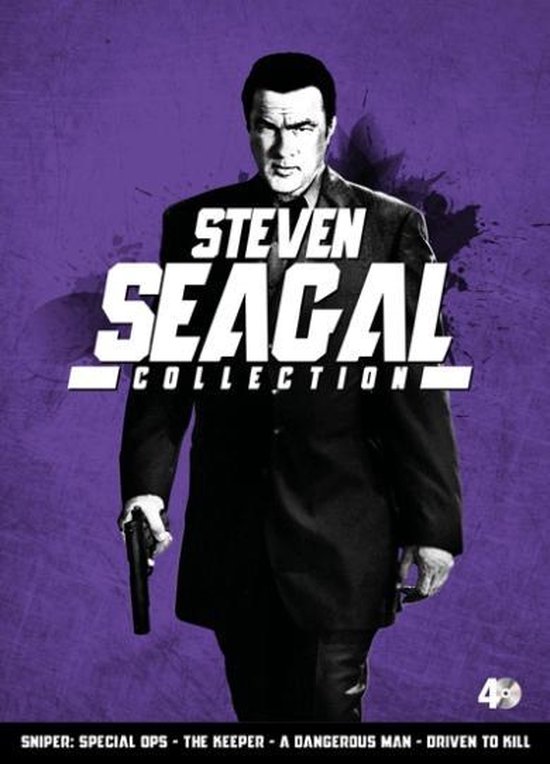 Steven Seagal Collection boxset met Steven Seagal die een pistool vasthoudt.