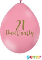 Ballonnen 21 Diner Pink met opdruk Goud (lucht)