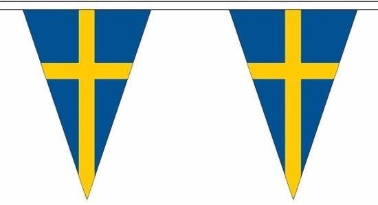 Polyester vlaggenlijn Zweden 5 meter - Landen thema feestartikelen/versiering