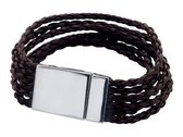 Bruine armband met meerdere gevlochten bandjes van imitatieleer