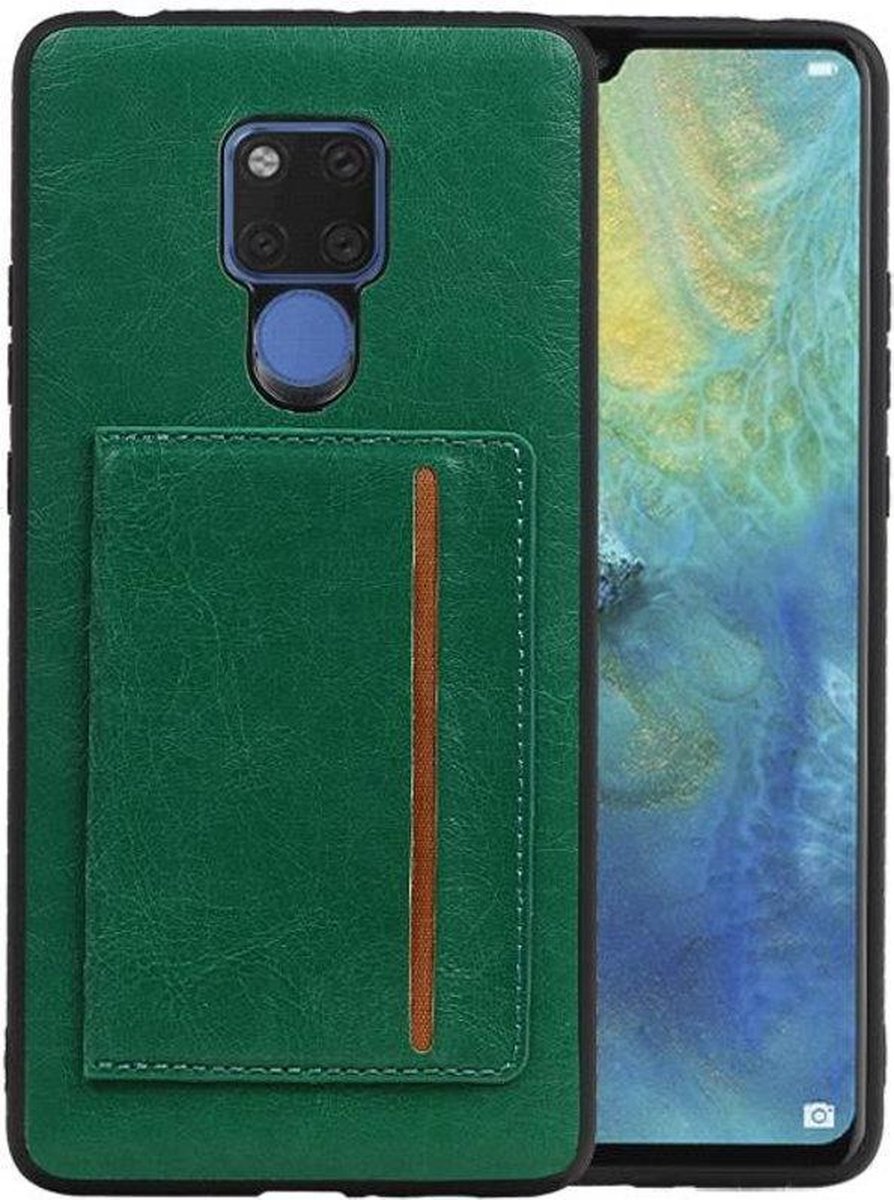 Staand Back Cover 1 Pasjes voor Huawei Mate 20 X Groen
