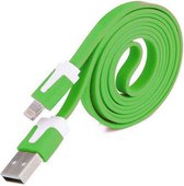 Platte Datakabel Lightning 1 meter Groen voor Apple iPhone, iPod, iPad