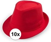 10x Rood trilby verkleed hoedjes voor volwassenen