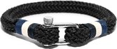 Frank 1967 7FB-0143 - Gevlochten rope heren armband - met stalen sluiting - one-size - zwart