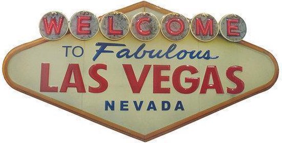 Signs-USA Las Vegas - Retro Wandbord - Metaal - 24x49 cm