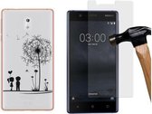 MP Case glasfolie tempered screen protector gehard glas voor Nokia 3 + Gratis Love TPU case hoesje voor Nokia 3