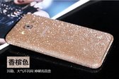 Xssive - 2 stuks Glitter Telefoon Sticker + 2 stuks Glasfolie voor Samsung Galaxy J5 2016 J510 - Goud