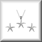Elegant setje zeesterren, met collier, hanger en oorstekers