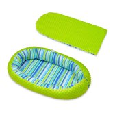 Babynestje - groen - minky dot en streepjes - met uitneembaar matras