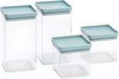 Brabantia Tasty Colours Empilable Voorraadbussenset - 2x 0 7 l - 2x 1.6 l - Menthe