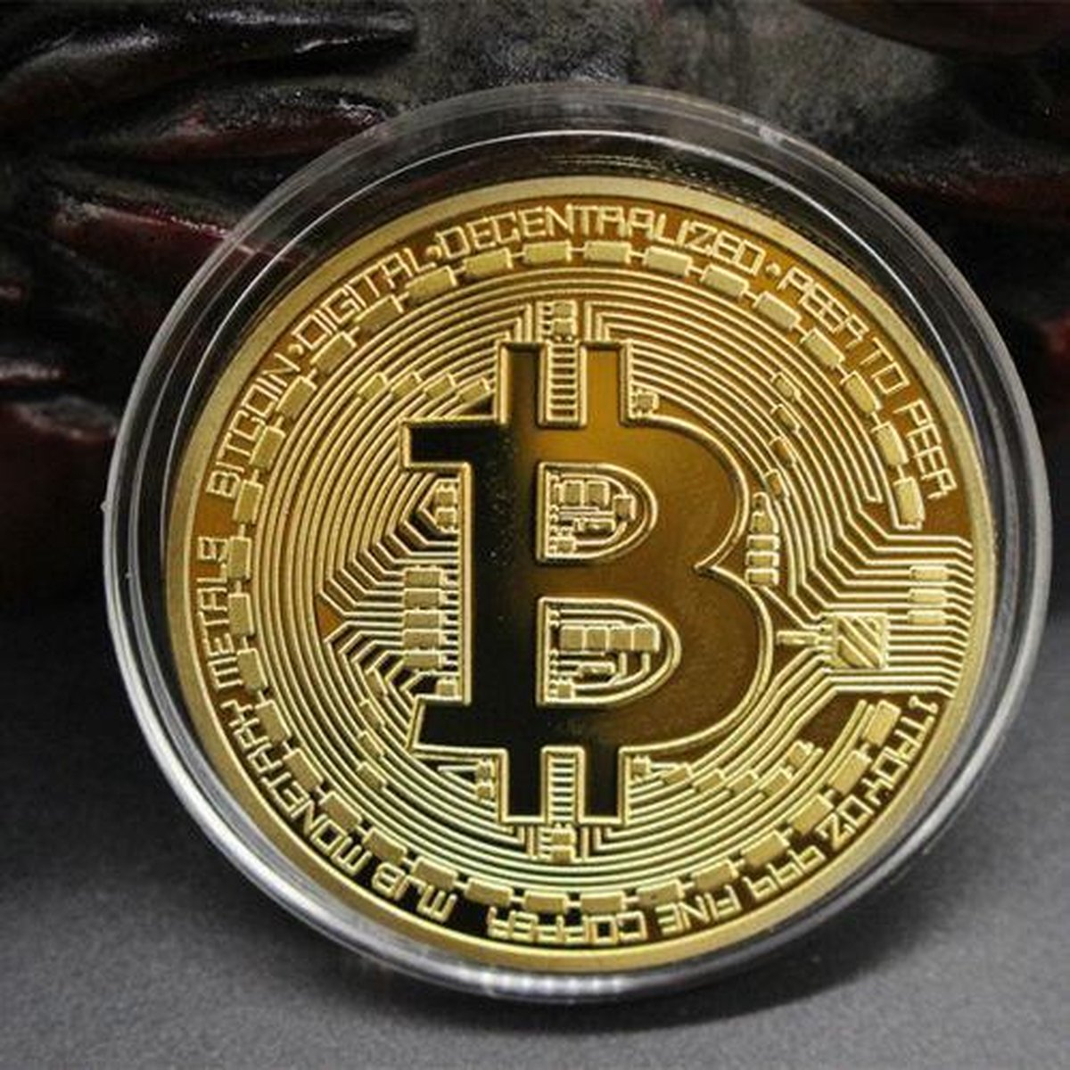 39 Mm Diameter Verzamelobject PfX Goldene Bitcoin Schlüsselanhänger Münze  [mit 24-Karat Echt-Gold Bitcoin Sleutelhanger Goud