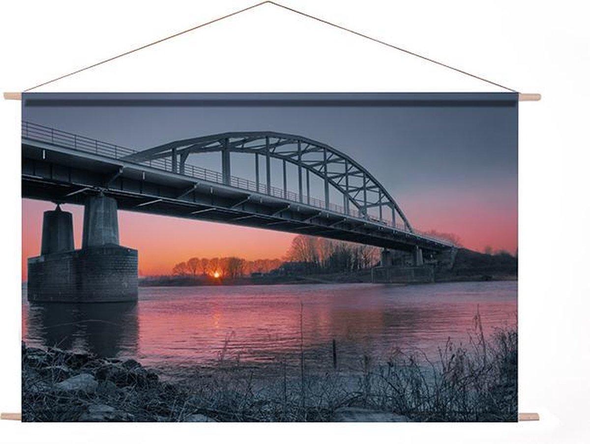 Ideasonthefloor.com Textiel Poster Foto Landschap Brug Zonsondergang 90x60 cm (bxl) - Poster zonsondergang