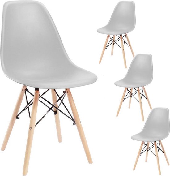 Eetkamerstoelen - Kuip stoel - Set van 4 kuipstoelen - Grijs | bol.com