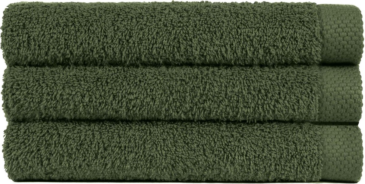 Douchelaken 70x140 cm Uni Pure Royal Kaki Groen - 3 stuks