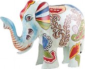 Spaarpot in de vorm van een olifant van handbeschilderd metaal