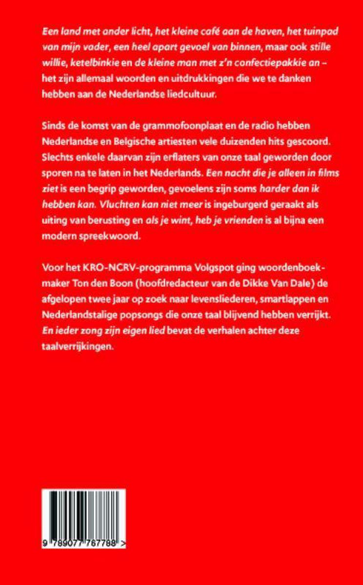 Taal en entertainment  -   En ieder zong zijn eigen lied - back cover