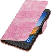 Lizard Bookstyle Wallet Case Hoesjes voor Galaxy S7 Active G891A Roze