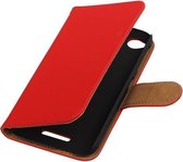 HTC Desire 320 Effen Booktype Wallet Hoesje Rood