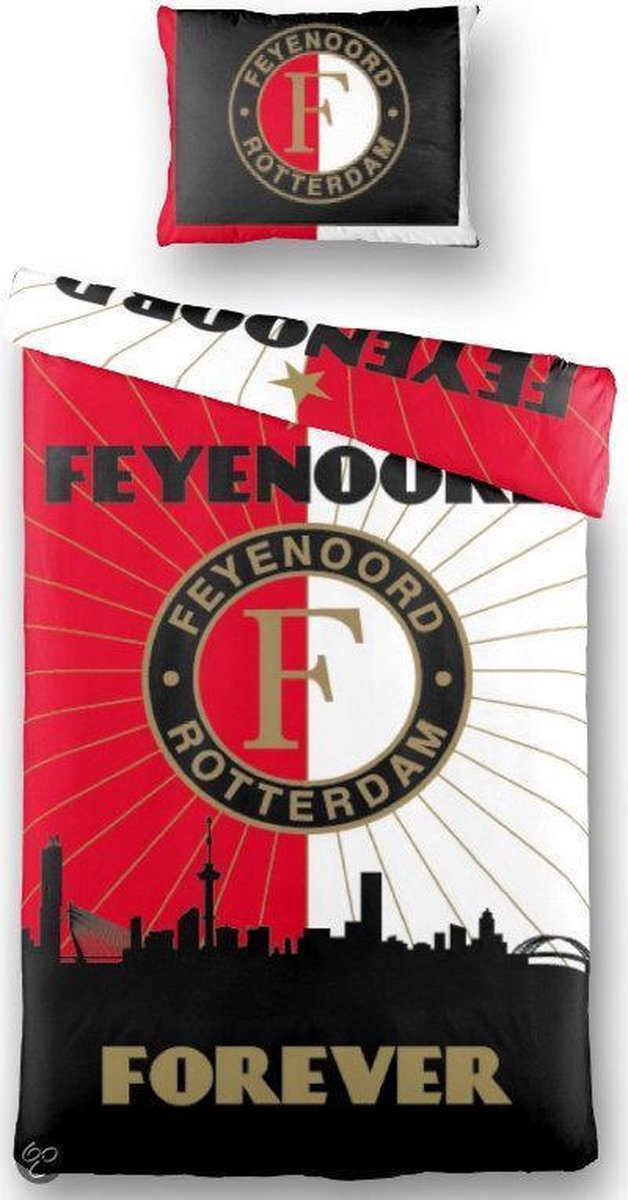 Feyenoord Dekbedovertrek - 140x200/220 cm 1 sloop - Zwart bol.com
