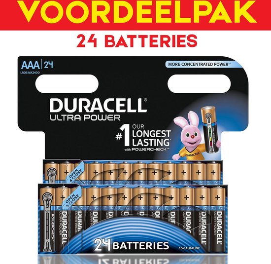 Trekker Becks Bevestigen aan Duracell Ultra Power AAA batterijen - 24 stuks | bol.com
