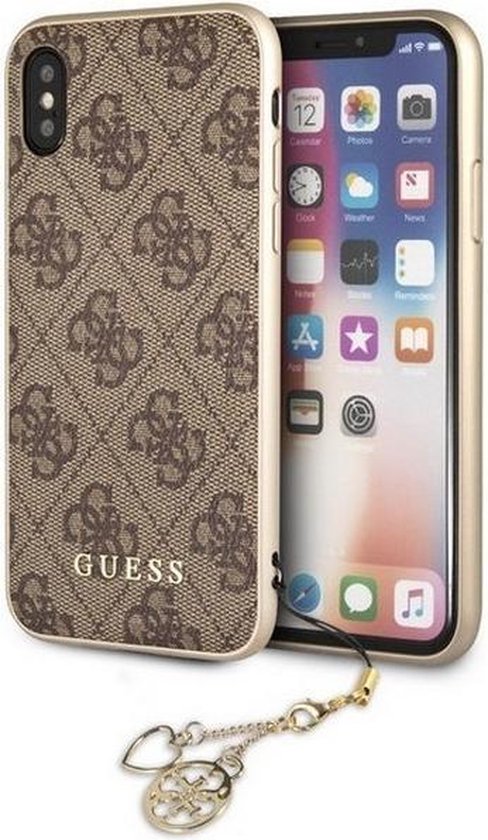 woordenboek kapok scheren Guess 4G Charms Hard Case voor Apple iPhone X / Xs (5,8'') - Bruin | bol.com