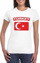 T-shirt met Turkse vlag wit dames L