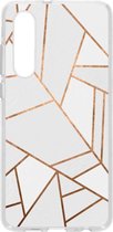 Design Backcover Huawei P30 hoesje - Grafisch Wit / Koper