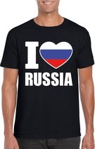 Zwart I love Rusland fan shirt heren 2XL