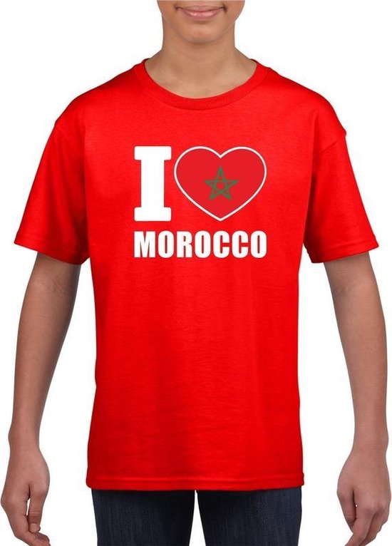 Rood I love Marokko fan shirt kinderen 110/116