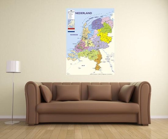 XXL Nederland kaart poster uitgave 2021 – 100x140cm – UV-lak - Luxe uitvoering - extra large - wanddecoratie - Posterpoint - Nederland kaart.nl