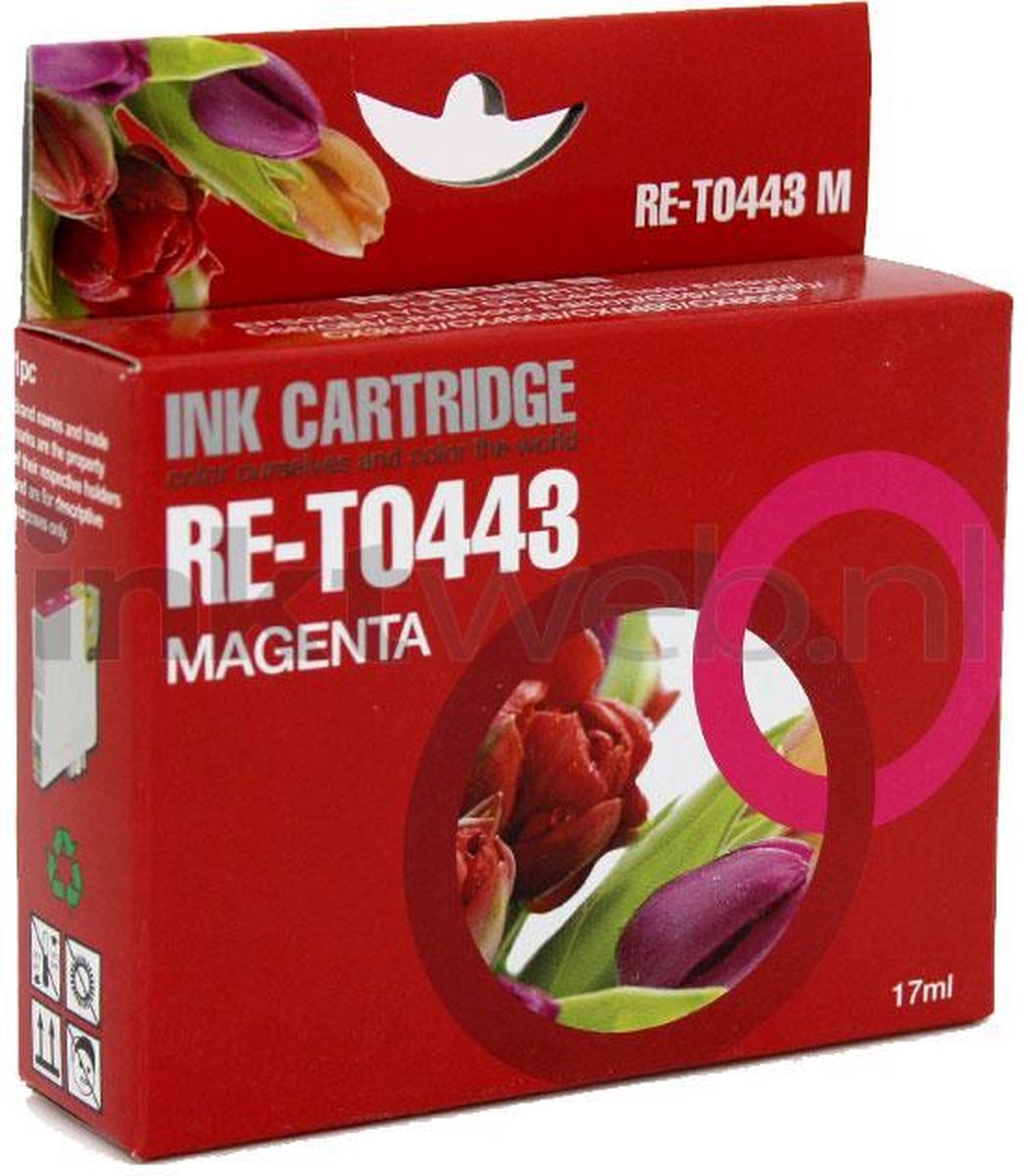 Merkloos T0443 magenta - Geschikt voor Epson