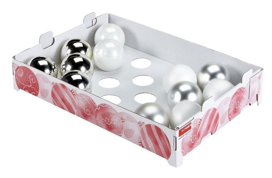 Nesta boîte de rangement Noël 60L avec insert pour 60 boules transparent  rouge