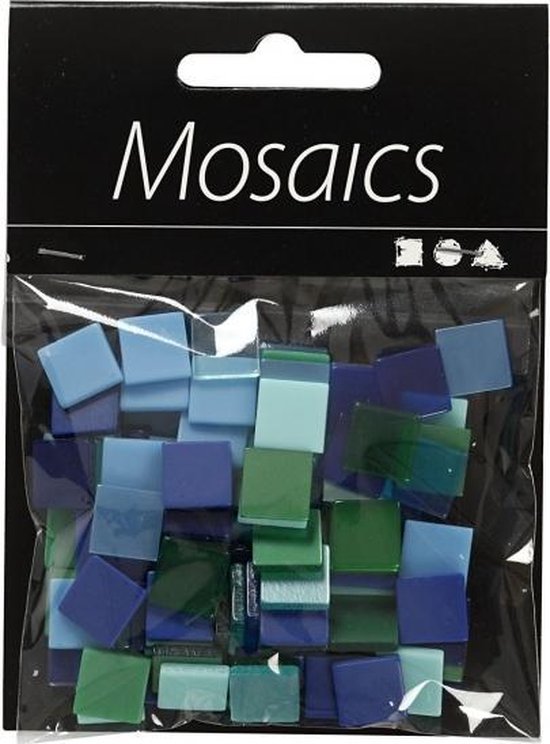 100x Mozaiek tegels groen/blauw 10 x 10 mm - maken hobby materialen | bol.com