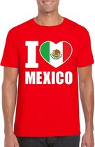 Rood I love Mexico supporter shirt heren - Mexicaans t-shirt heren S