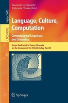 Language Culture Computation Computational Linguistics and Linguistics