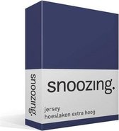 Snoozing Jersey - Hoeslaken Extra Hoog - 100% gebreide katoen - 140x200 cm - Navy