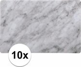 10x Placemat marmer grijs kunststof 43 x 28 cm - Onderlegger marmerprint tafeldecoratie