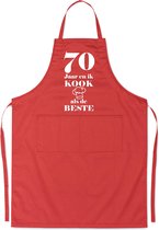 Mijncadeautje - Luxe schort - 70 jaar - en ik kook als de beste - rood