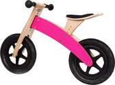 Broozzer luxe houten loopfiets CARBON FIBRE met ABEC 9 lagers en SPECIAAL gevulde rubberen luchtwielen 12 inch Roze