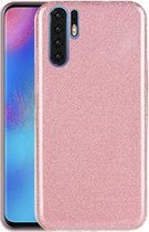 Huawei P30 Pro Hoesje - Glitter Back Cover - Roze