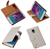 Étui livre / portefeuille / housse Samsung Galaxy Note 4 en cuir PU blanc