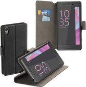 HC zwart bookcase voor de Sony Xperia X wallet case hoesje