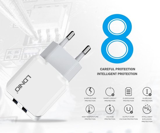 Oplaad Stekker met 2 USB Poorten - 2.4A