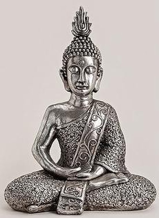 cache Hijsen begroting Boeddha beeld zilver 56 cm | bol.com
