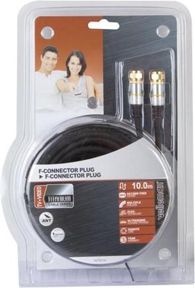 HQ - F-Connector Kabel - zwart - 10 meter