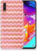 Geschikt voor Samsung Galaxy A70 TPU-siliconen Hoesje Waves Roze